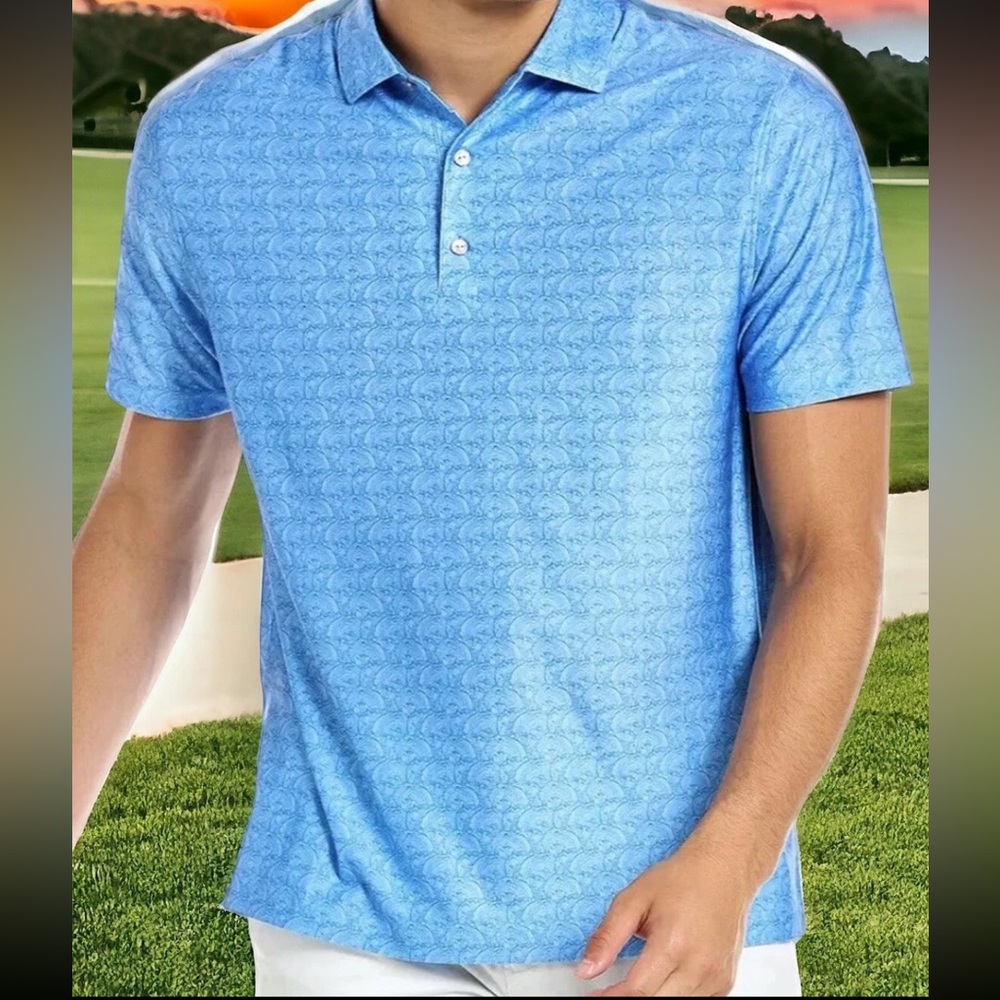 Hickey Freeman Blue Pattern Polo - image 1